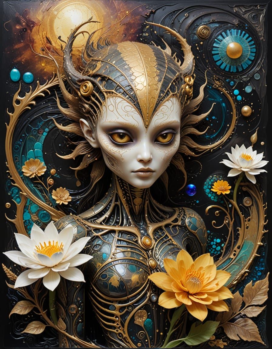 Xenomorph and Duckling in Dreamlike Surrealism