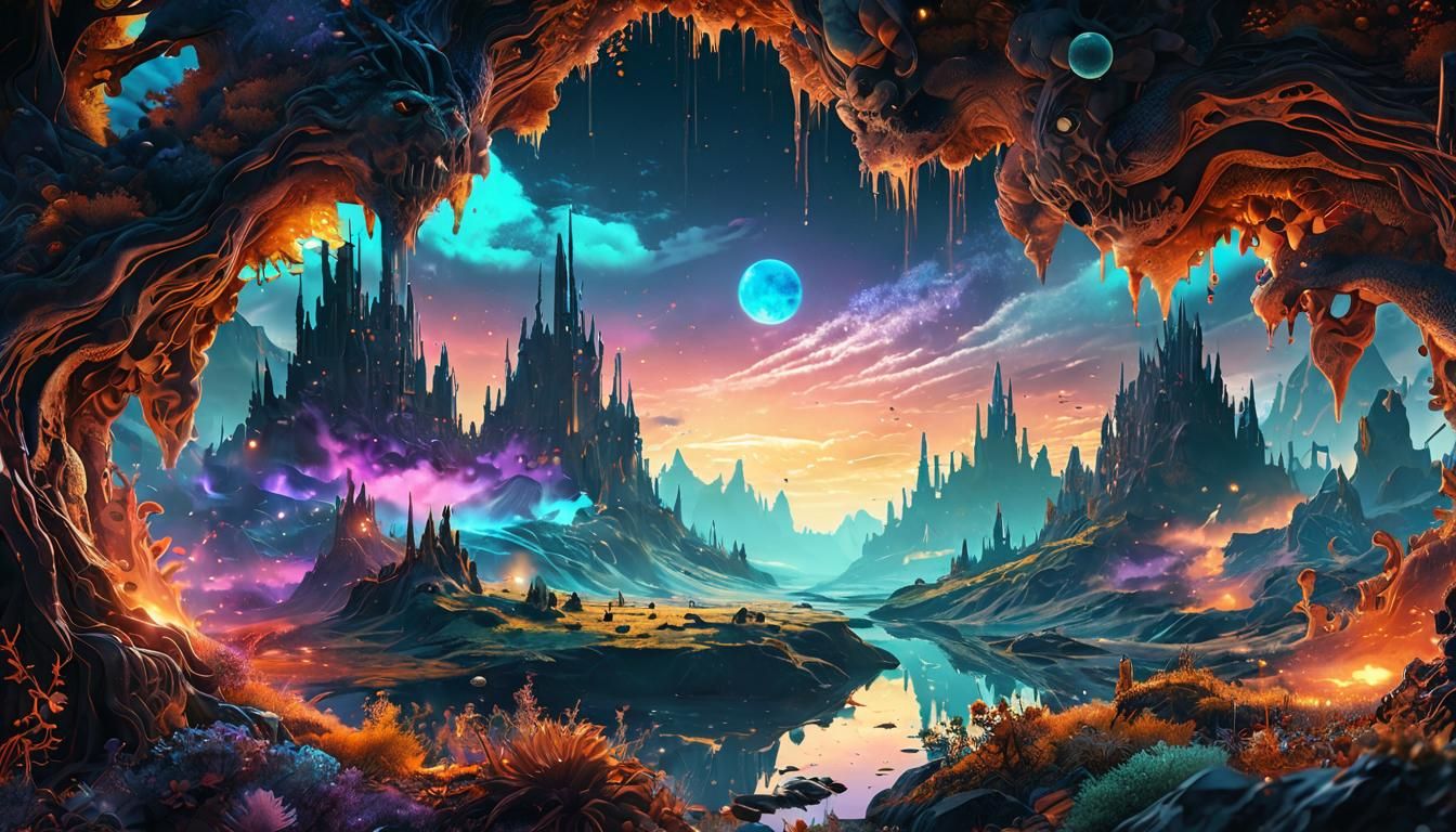 Surreal Elemental World Unveiled in Radiant, Shimmering Ligh...