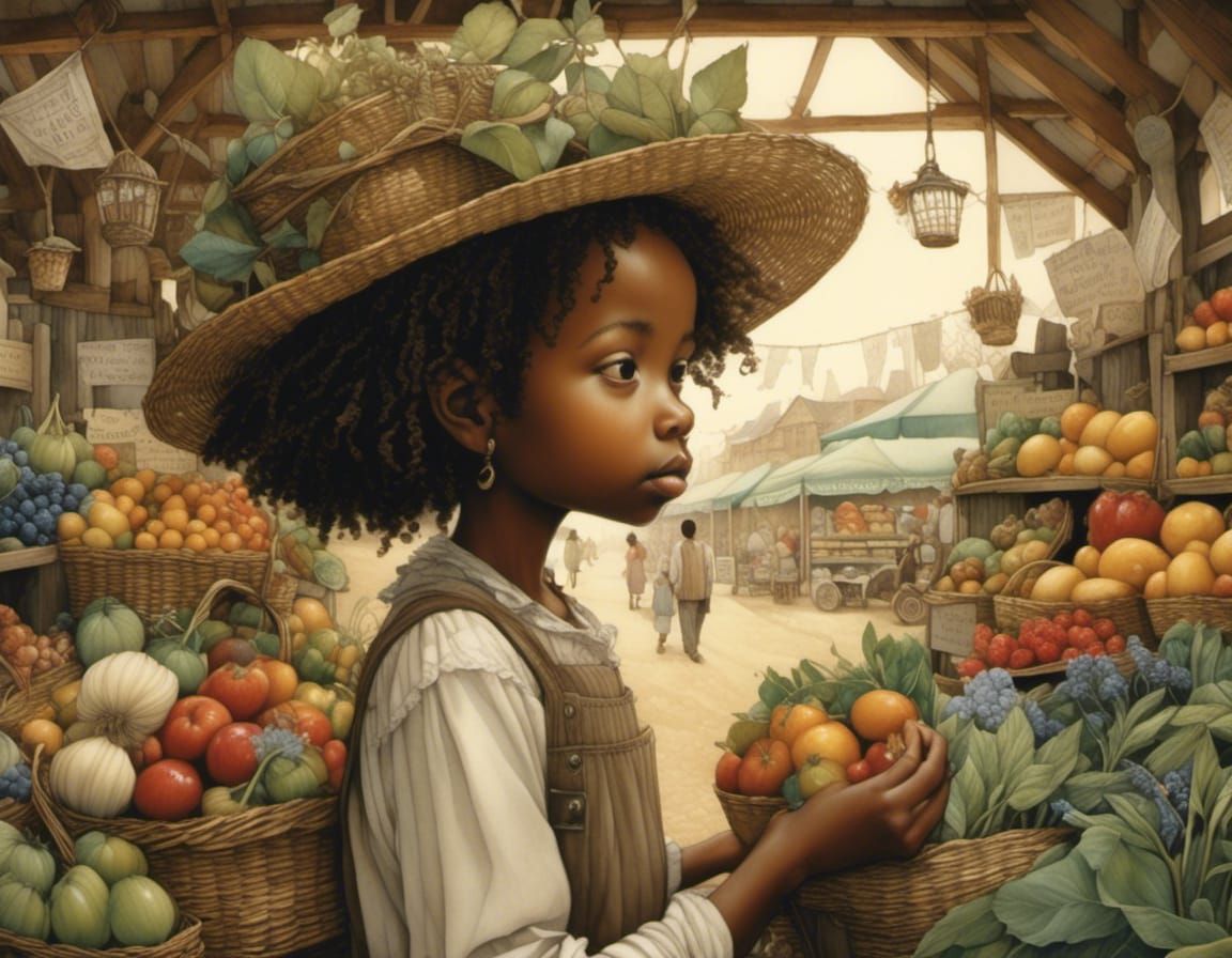 African American Woman at Farmers Market