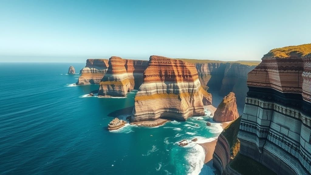 Aerial View of Vast Ocean and Towering Cliffs