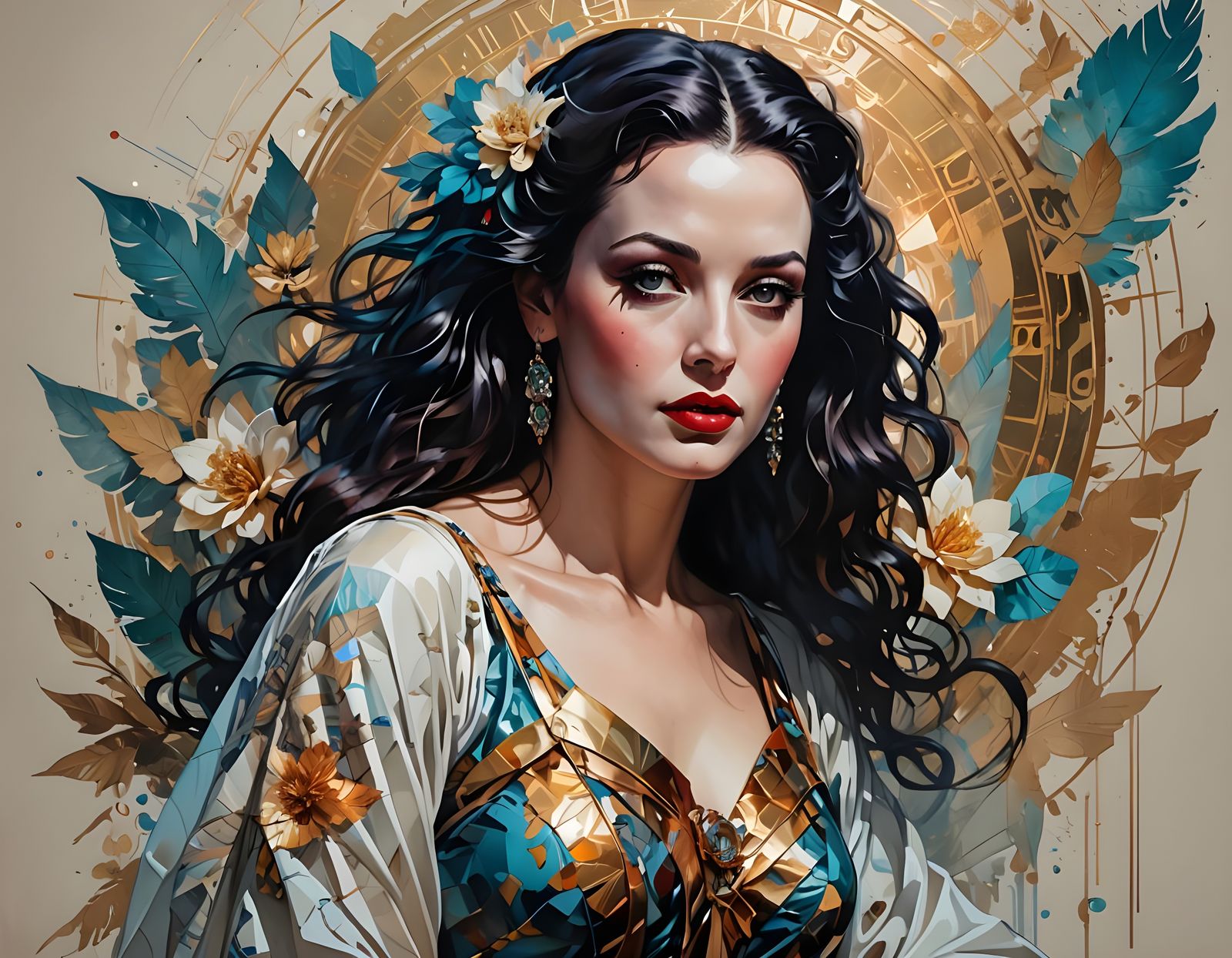 Radiant Portrait in Art Nouveau Style