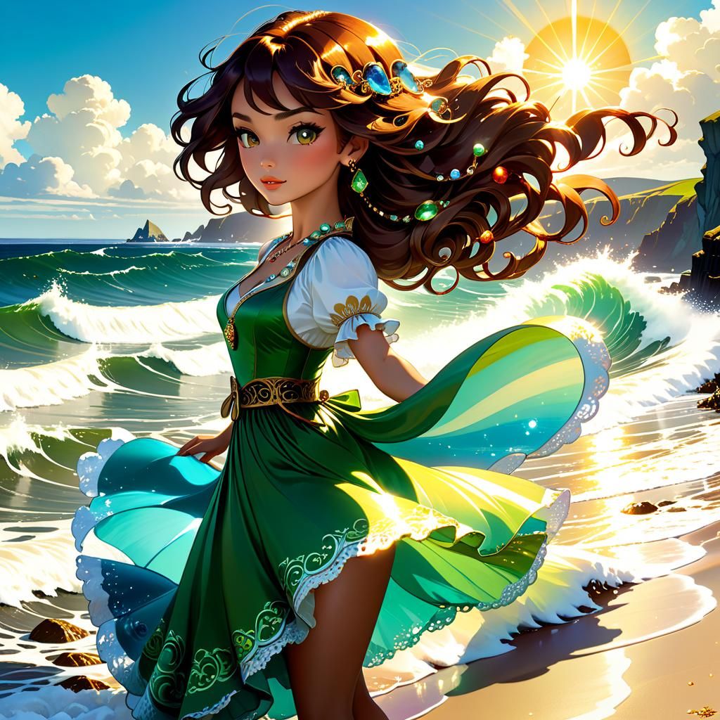 Gemstones and Jewelry on Irish Coast in Rococo Style