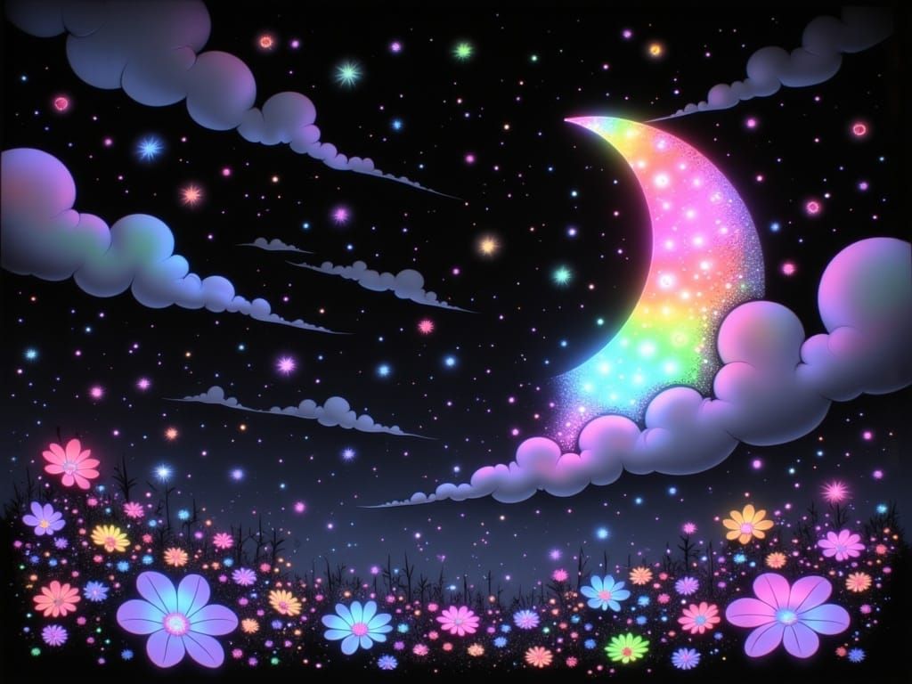 Starry Night Dreamscape in Vibrant Colors