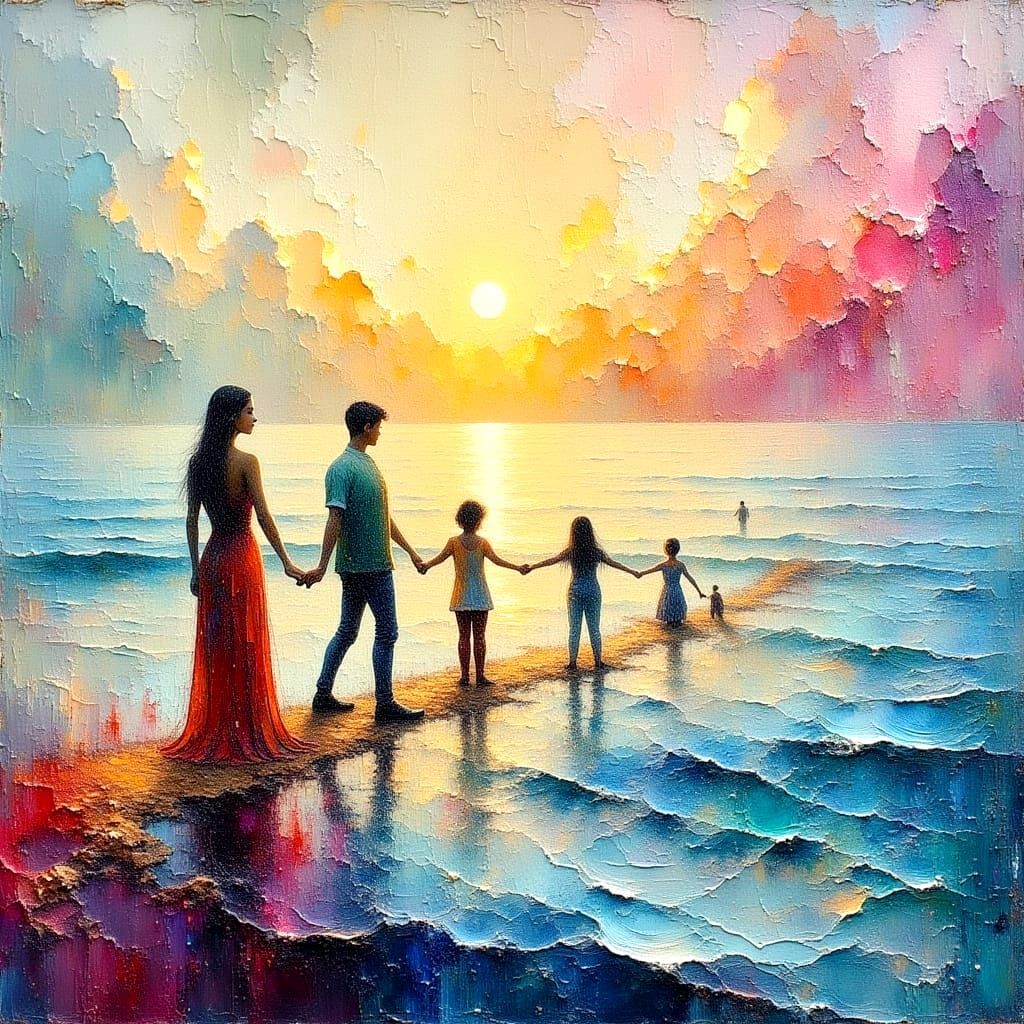 Textured Impasto Oil Painting of United World