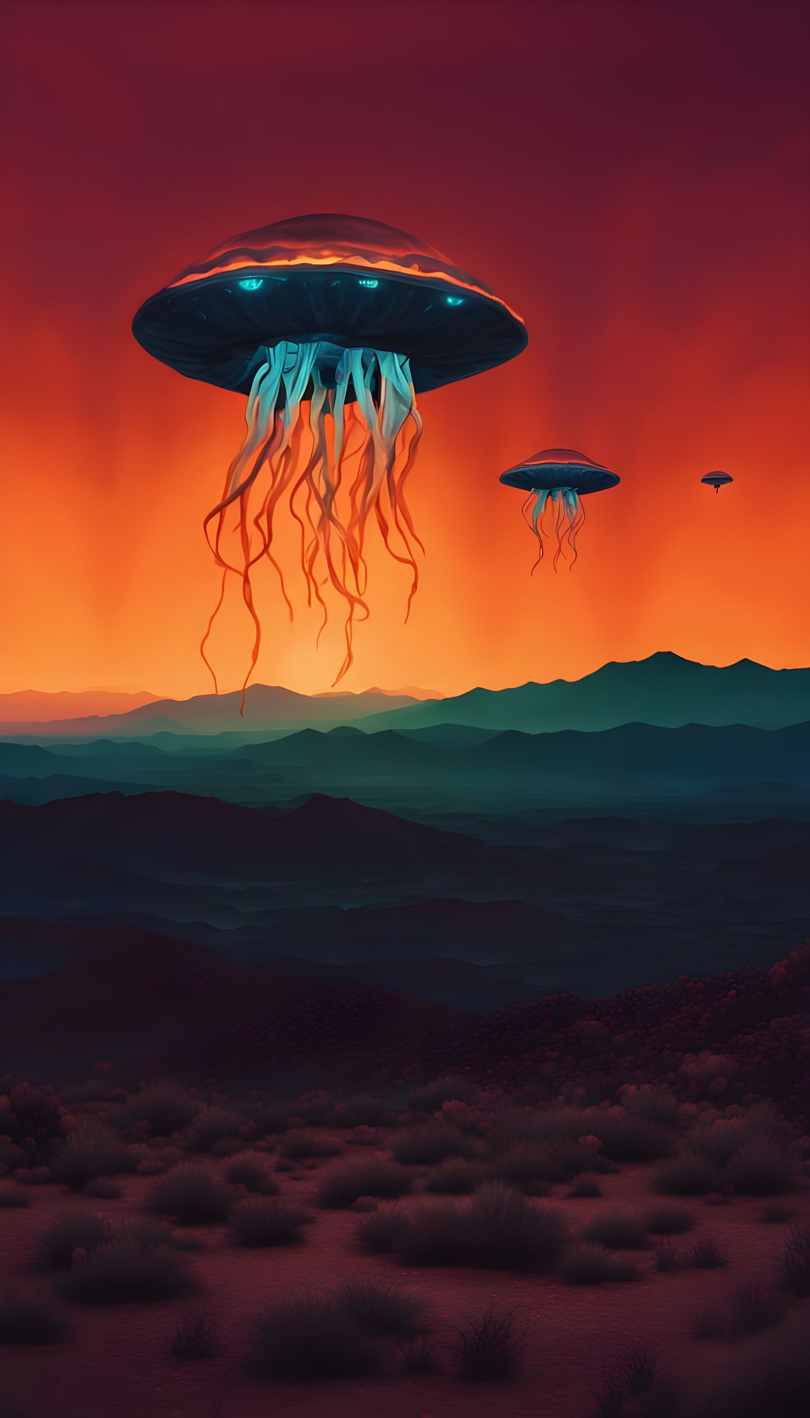 Jellyfish Alien Over Desert: Camcorder Found Footage