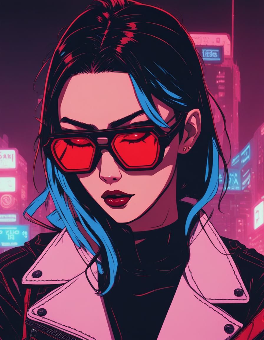 Anime Cyberpunk Assassin in 80s Retro Style