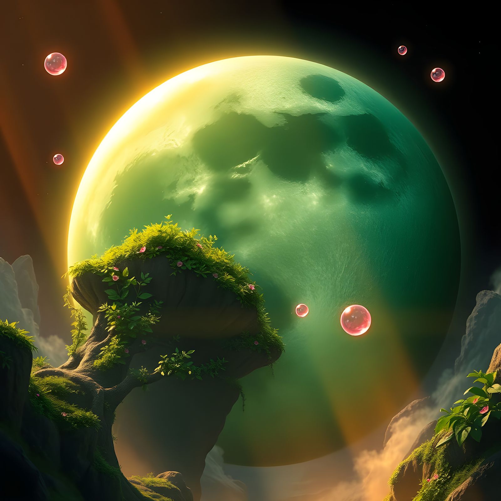 Epic Moonlit Landscape in a Fantastical World