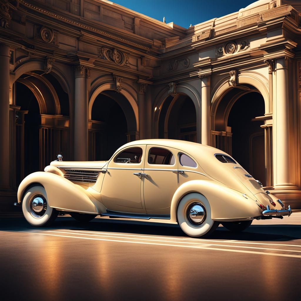 1938 Cream Fastback Car at Washington Opera
