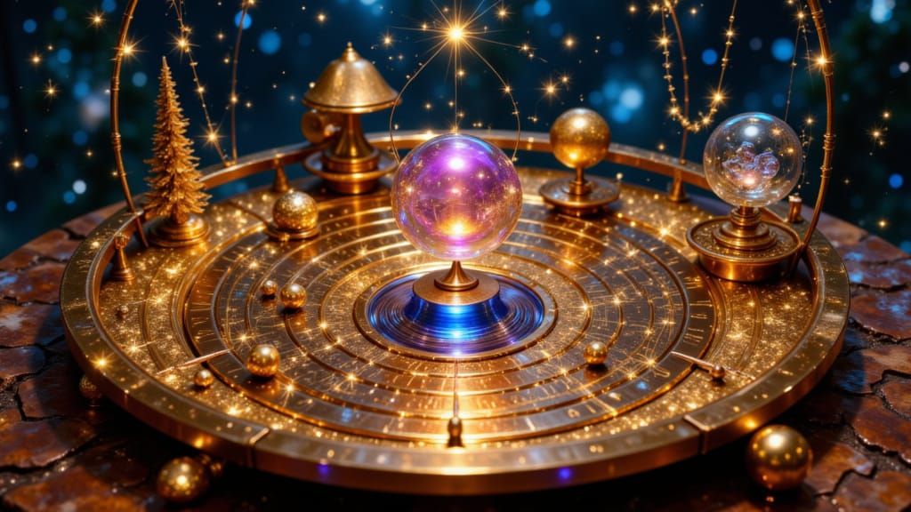 Celestial Orrery in Starry Night Sky