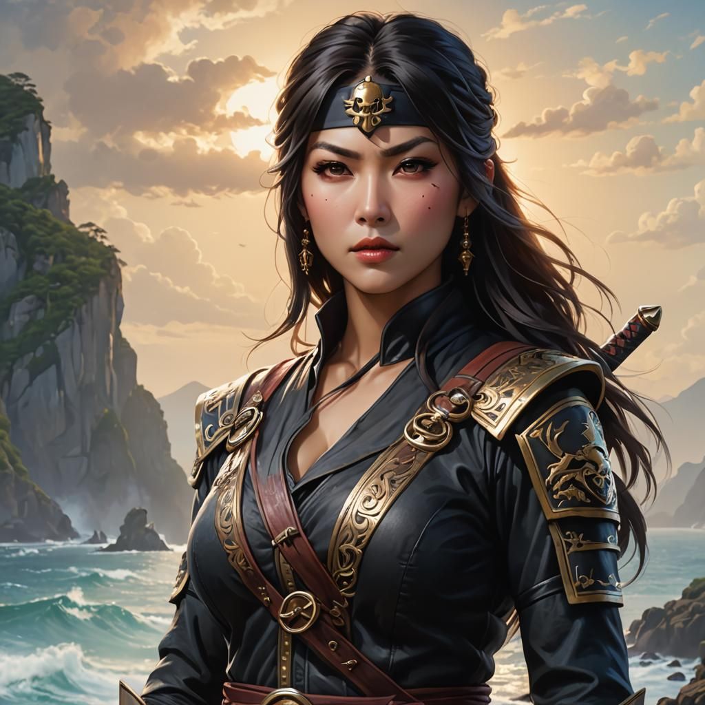 Epic Ninja Pirate Woman Portrait in High Fantasy Style