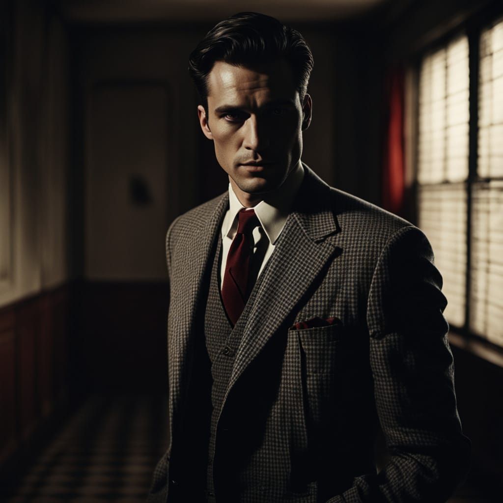 Film Noir Man in Checkered Suit