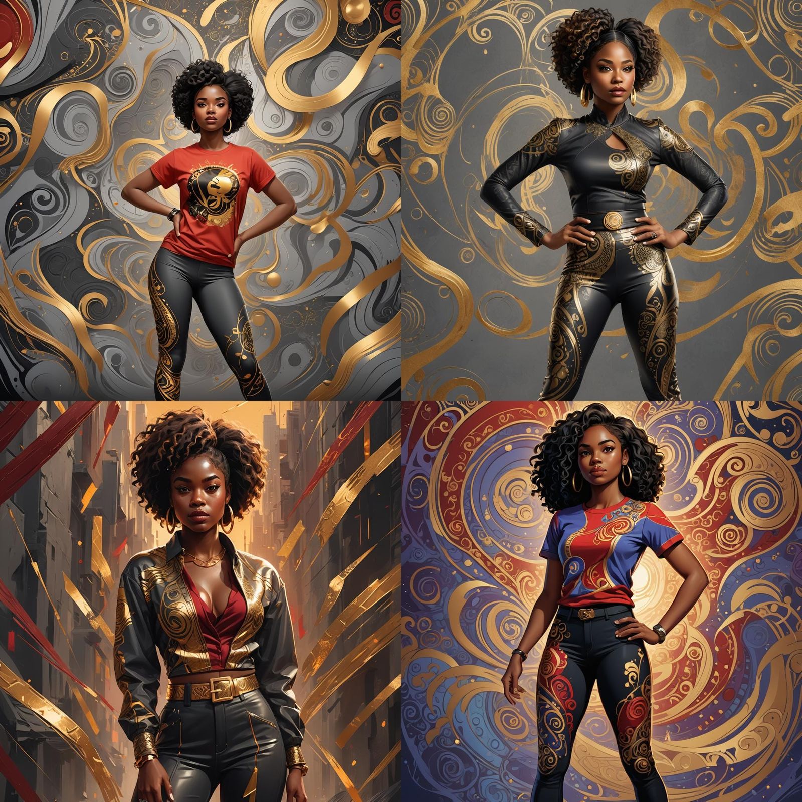 Cartoon Black Woman with Confident Pose in Digital Art