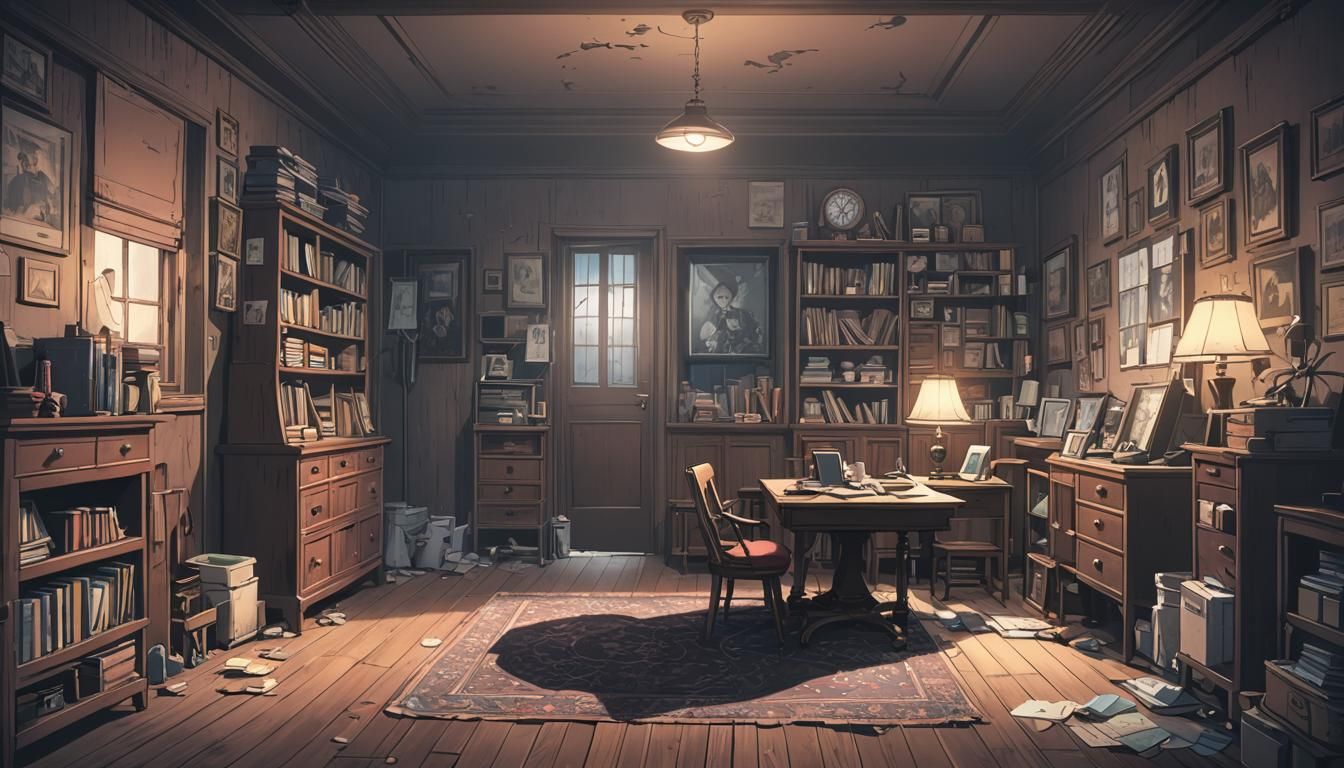 Haunted Room in Anime Cel-Shaded Style