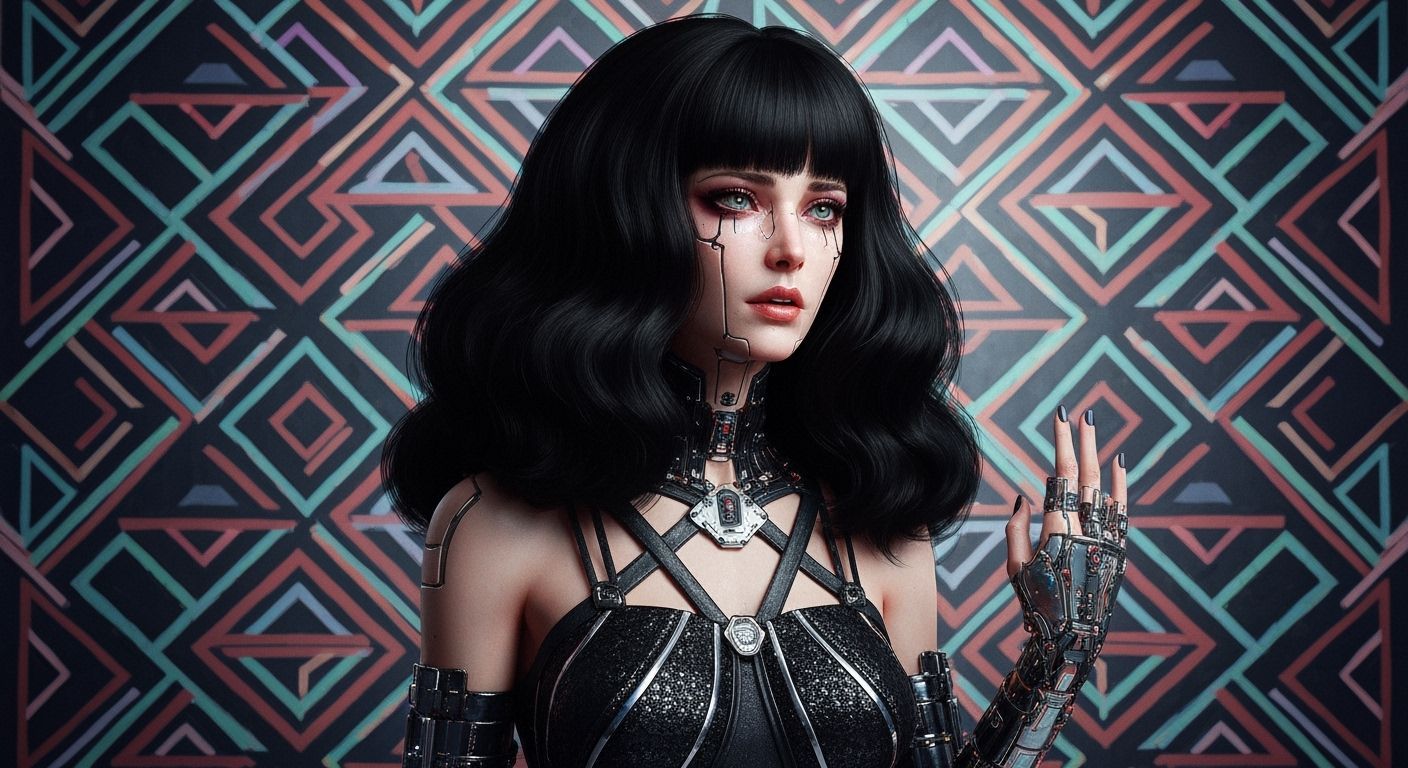 Hyperrealistic Portrait with Geometric Patterns