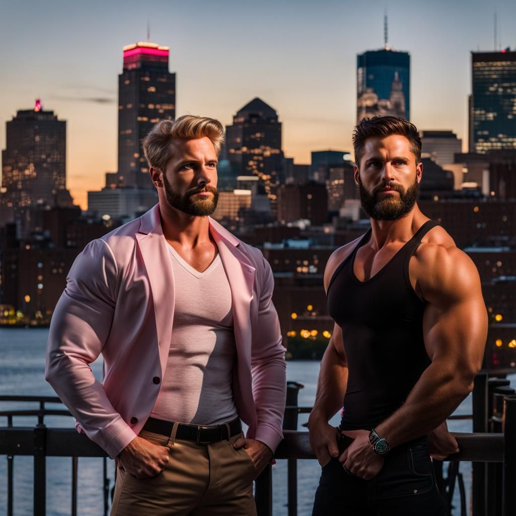 Men with Glowing Heart in Boston at Night