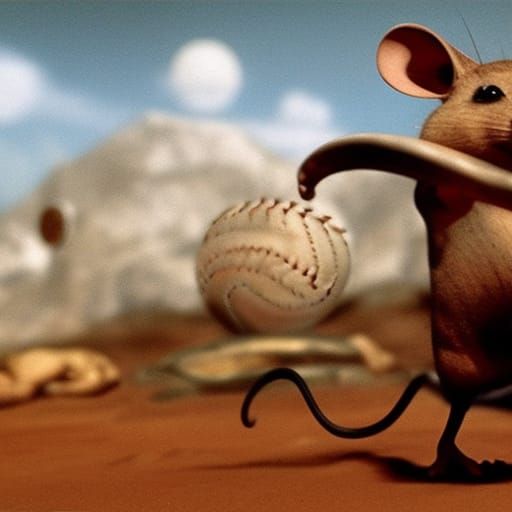 Mouse-Like Creatures Playing Baseball in Post-Apocalyptic Sc...