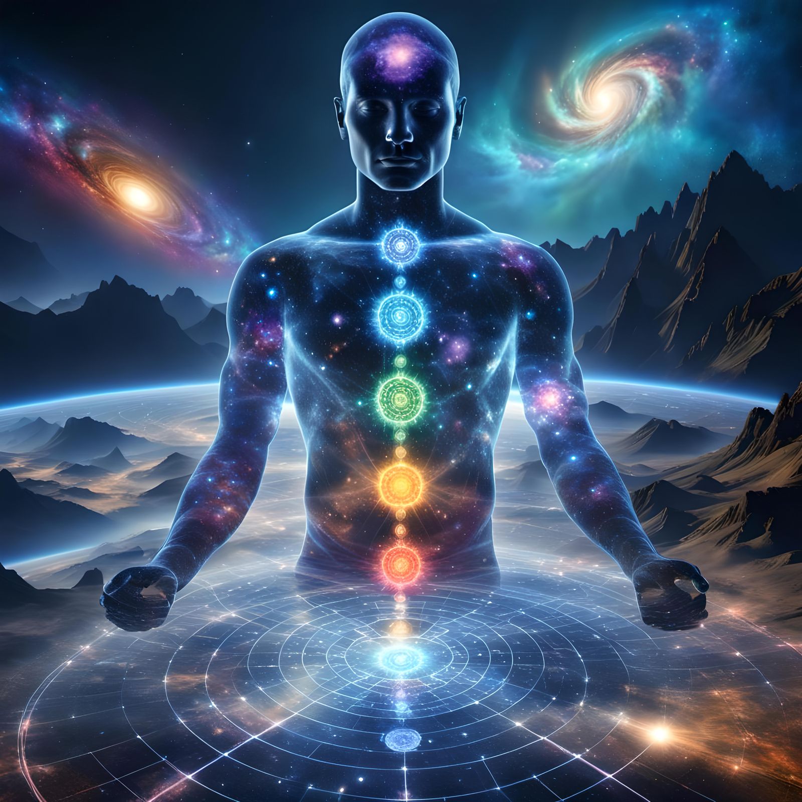 Holographic Human Silhouette in Universe with Chakras