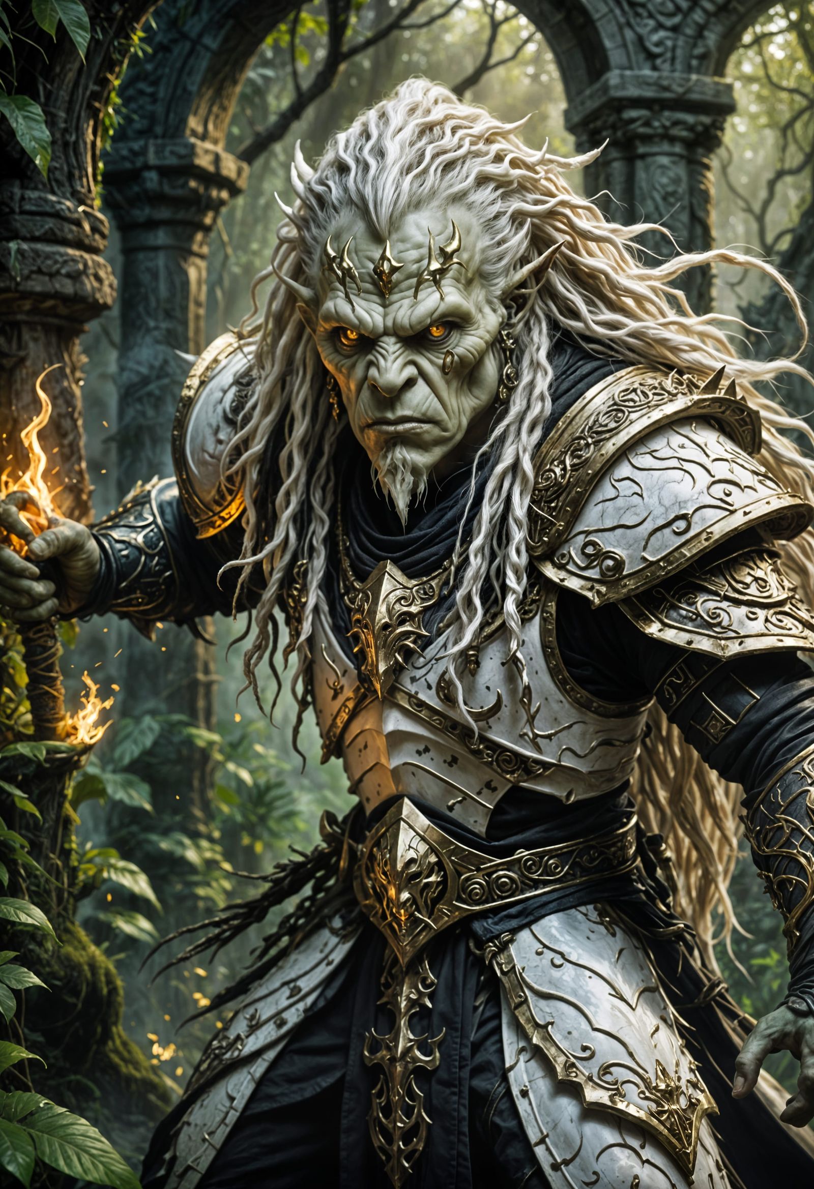 Albino Orc Warlock Steps Through Portal