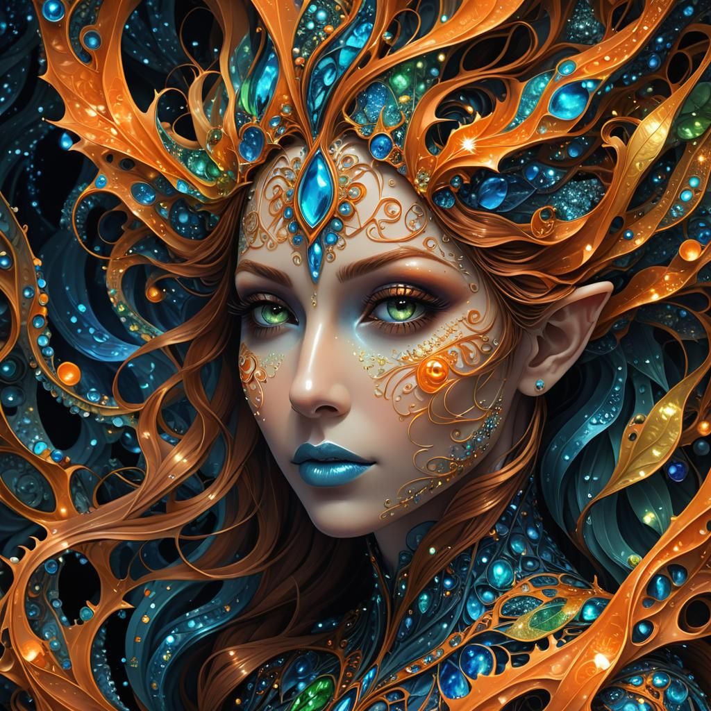 Sylvan Elf Releases Energy in Cavern: Fantasy Art