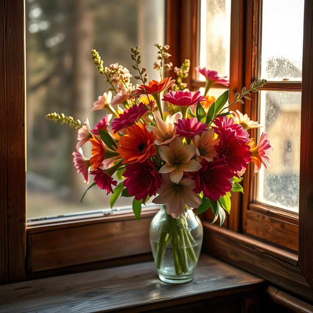 Exquisite Flowers in a Quaint Rustic Cottage