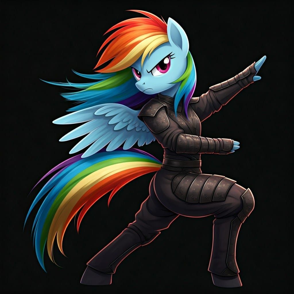 Glamorous Pegasus Martial Artist in Comic Book Fashion