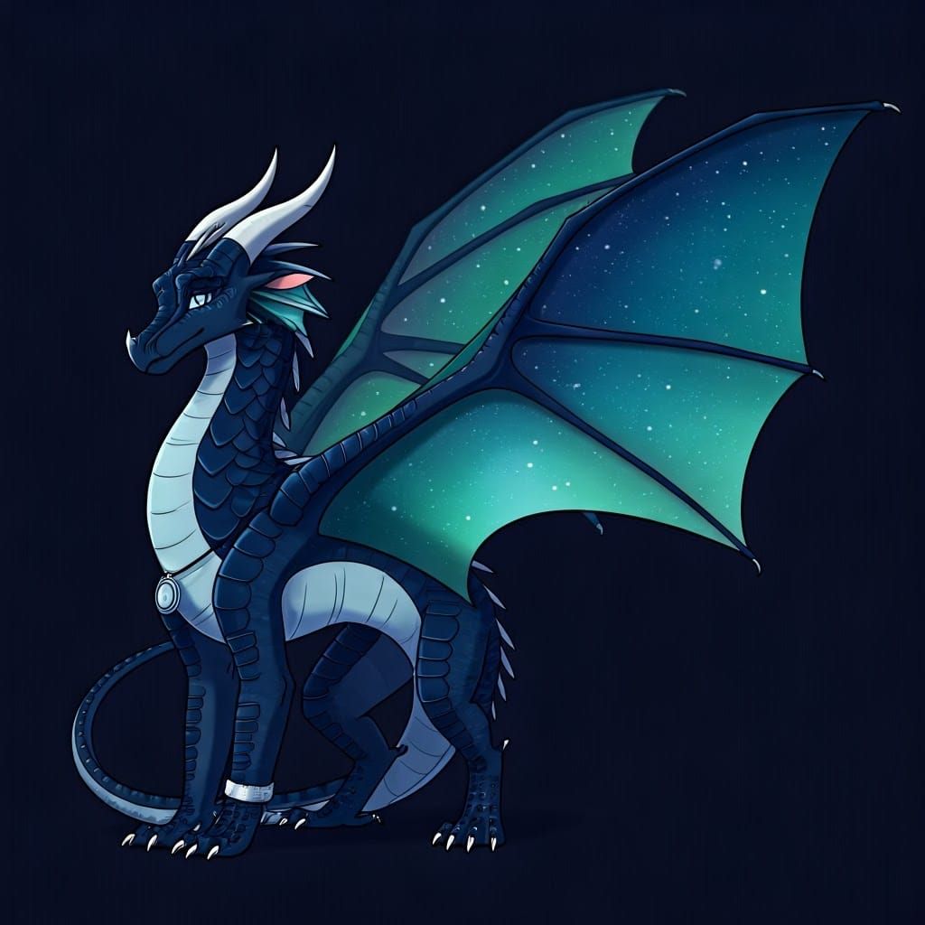 Majestic Nightwing Rainwing Dragon in Anime Style