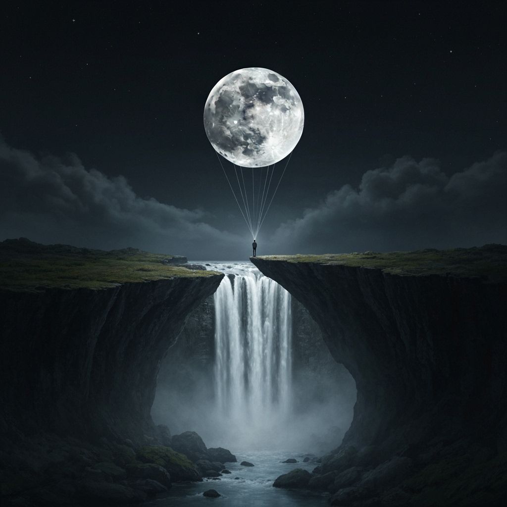 Moonlit Waterfall: Emotional Fine Art