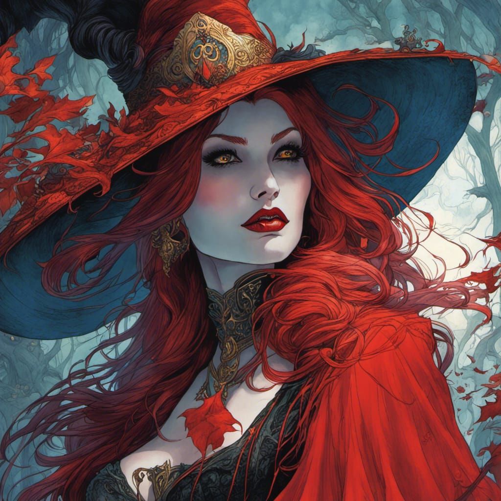 Vibrant Vampire Witch Portrait in High Definition