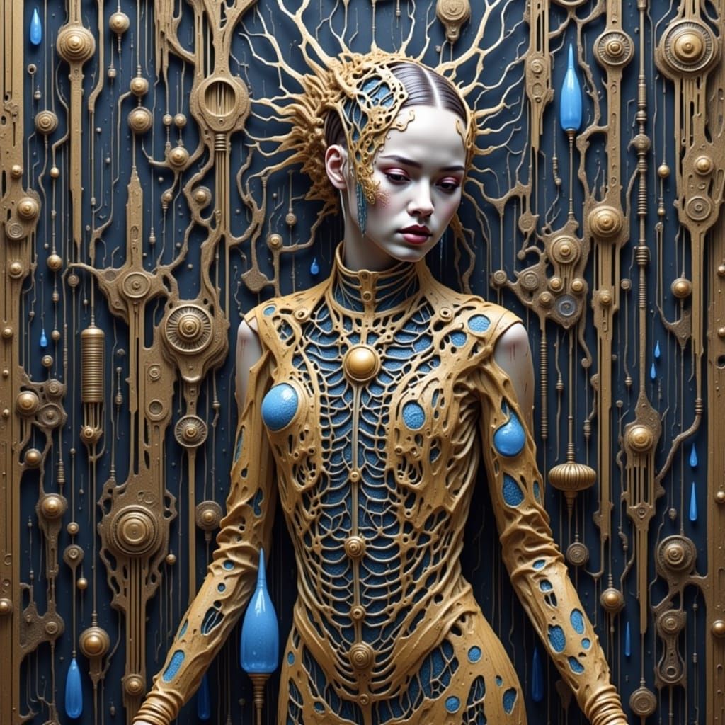 Angelic Glass Figures in Giger-Ito Style