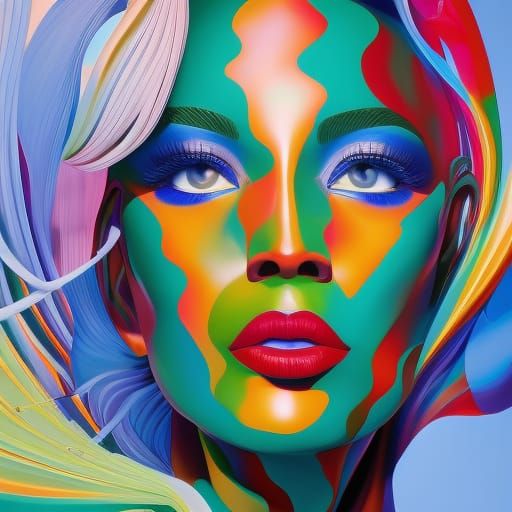 Beautiful Water Woman: Abstract Cubist Digital Art