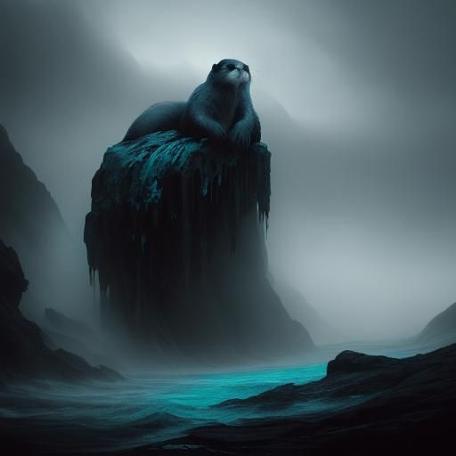 Otter Warrior at Bar with Wizard Staff in Dark Fantasy