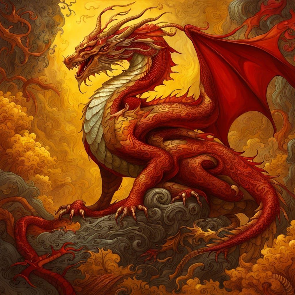 Spectacular Asian Dragon in Detailed Matte Painting