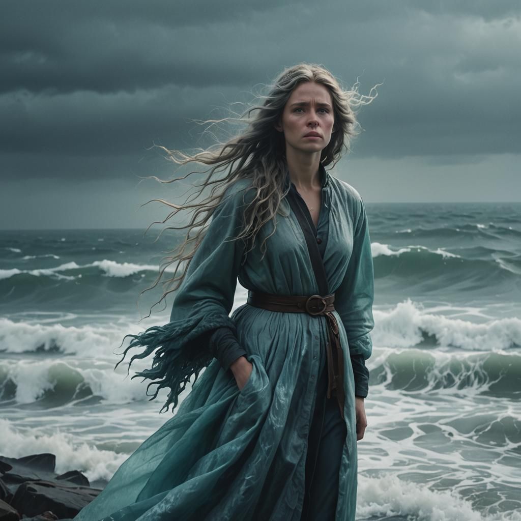 Neptune as Regal Woman by Stormy Sea