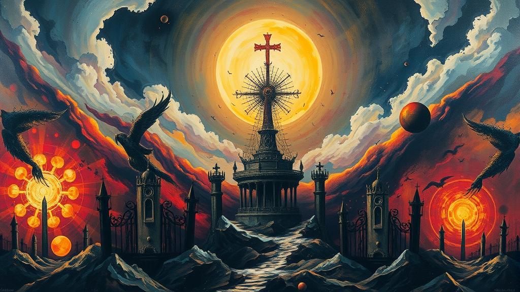 Abstract Dystopian Heaven: Surrealist Automatism Art