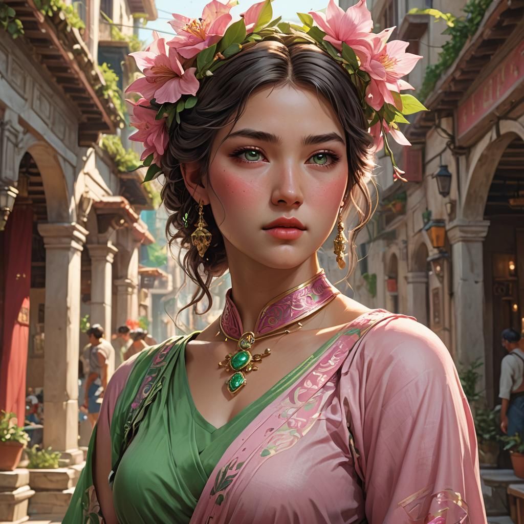 Portrait of Greek Woman Eva in Hyperdetailed Style