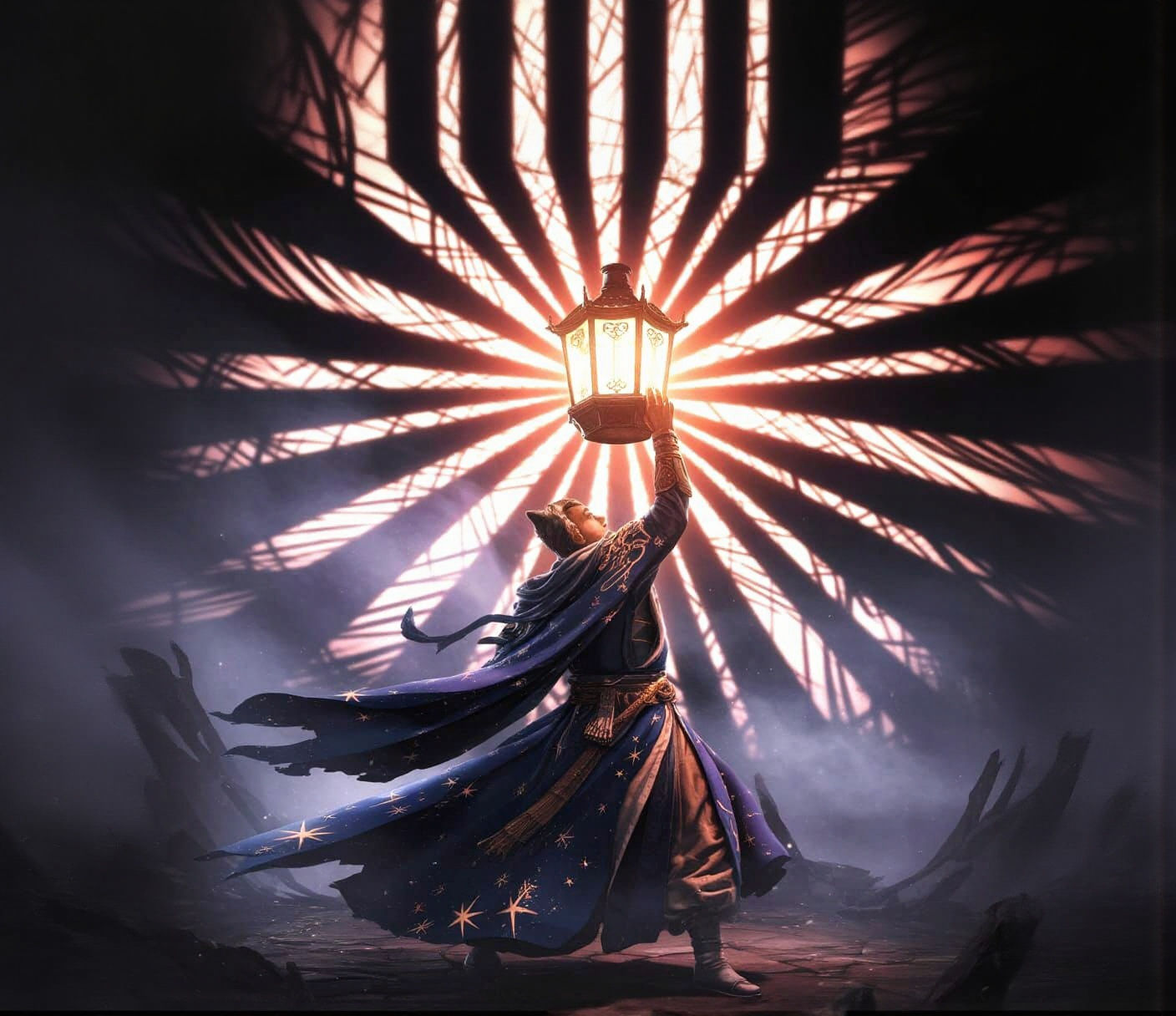 Mystical Warrior With Magical Lantern in Katsuhiro Otomo Sty...