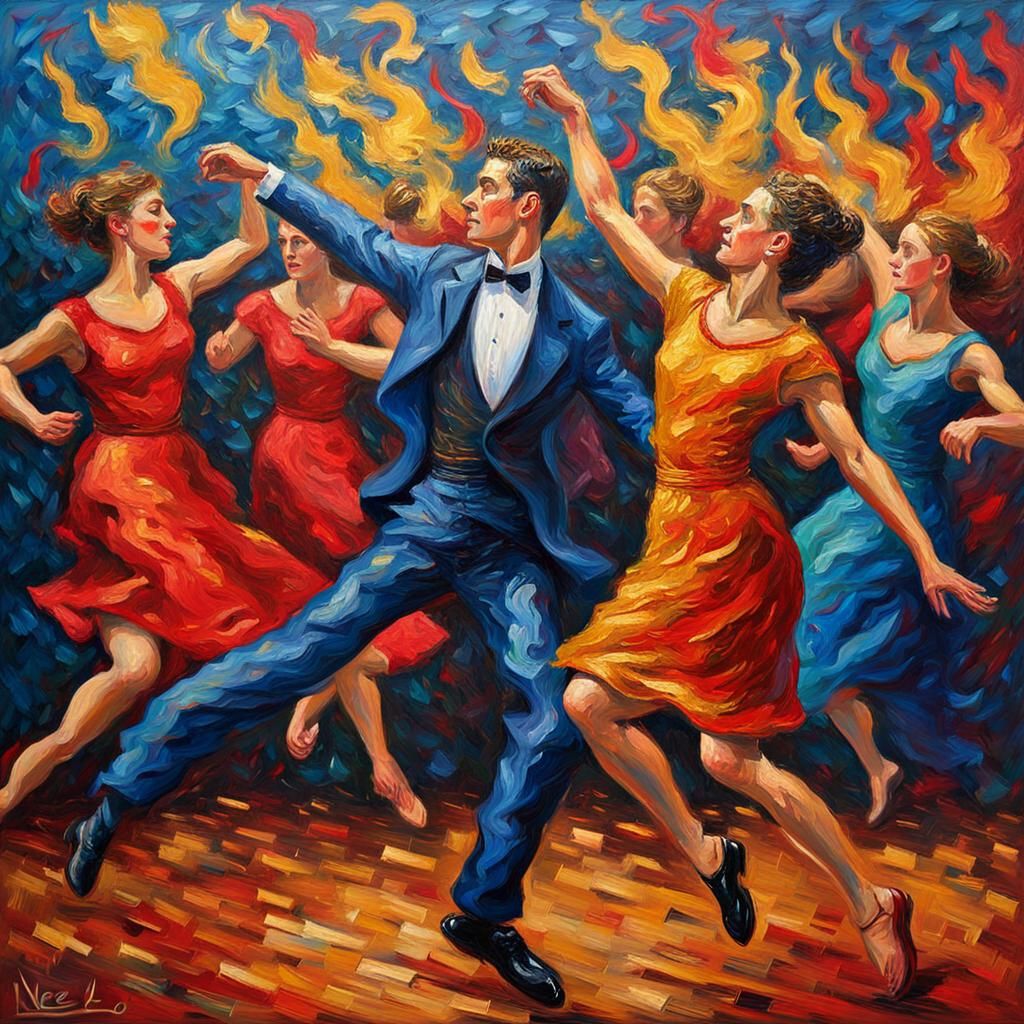 Expressionist Flames Dance in Neo-Impressionist Painting