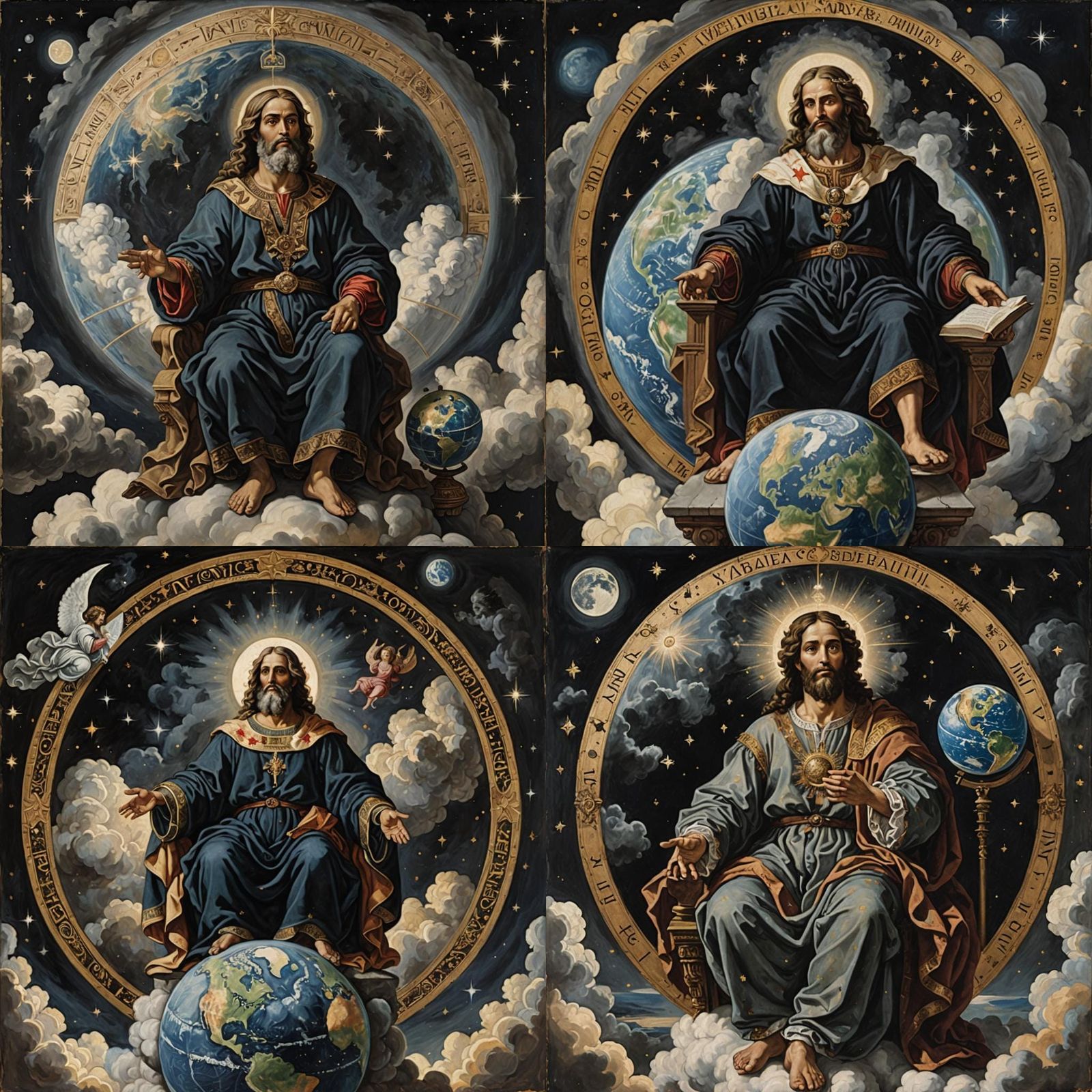 Renaissance Painting of Yahweh Over Earth