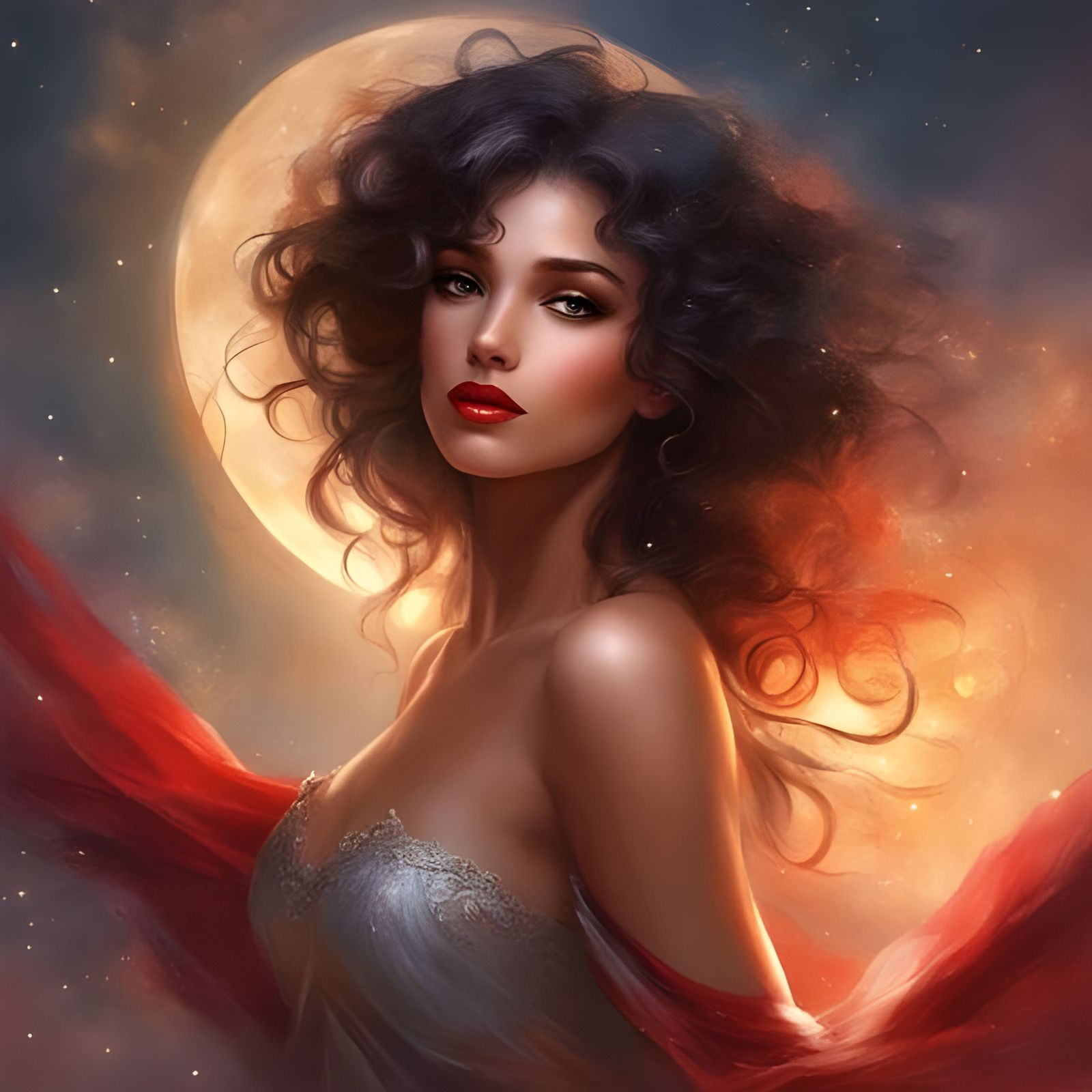 Beautiful French Girl Portrait with Dark Hair