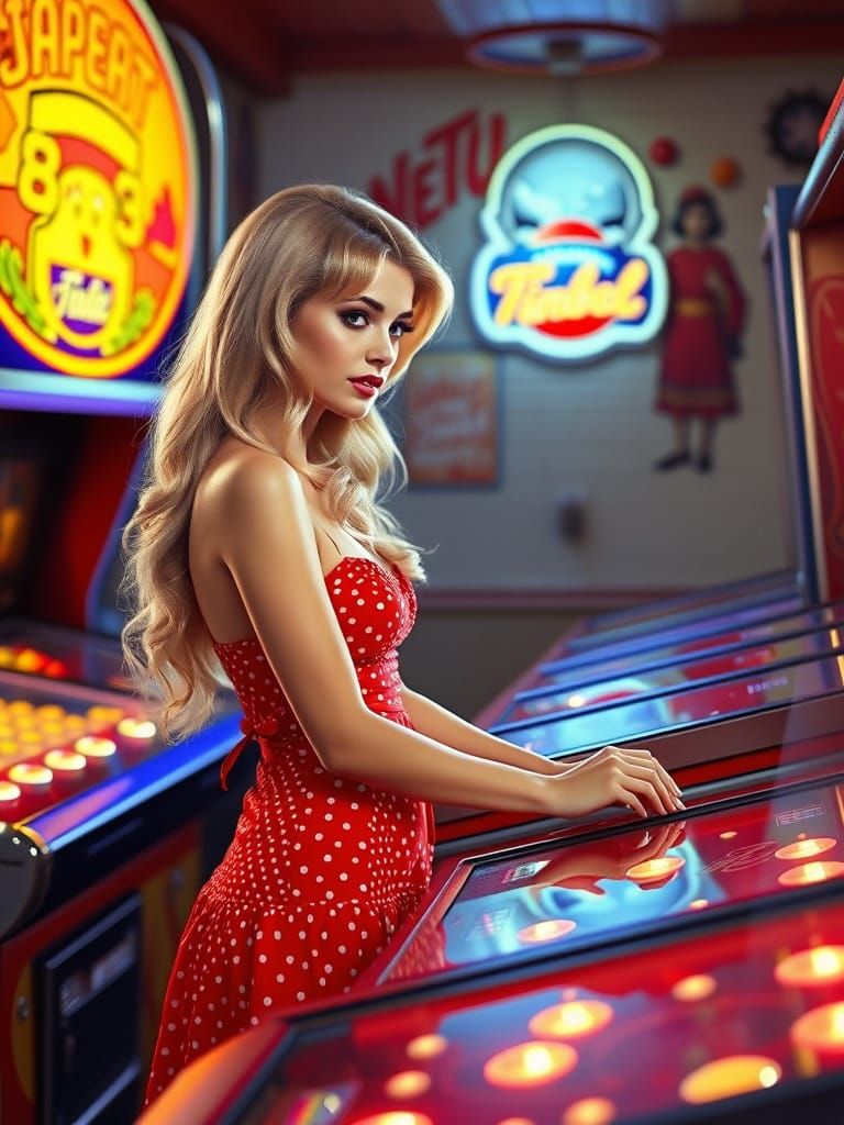 1960s Pin-Up Model at the Arcade, Realism