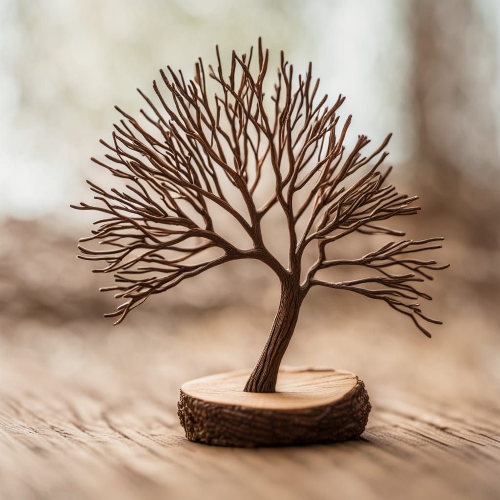 Miniature Wooden Stick Tree Sculpture