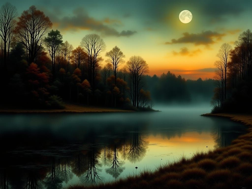 Autumn Dawn in Gentle Watercolor Hues