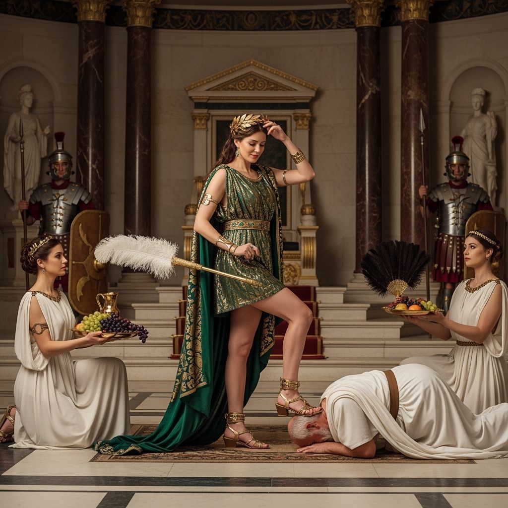 Empress Messalina in Her Opulent Throne Room