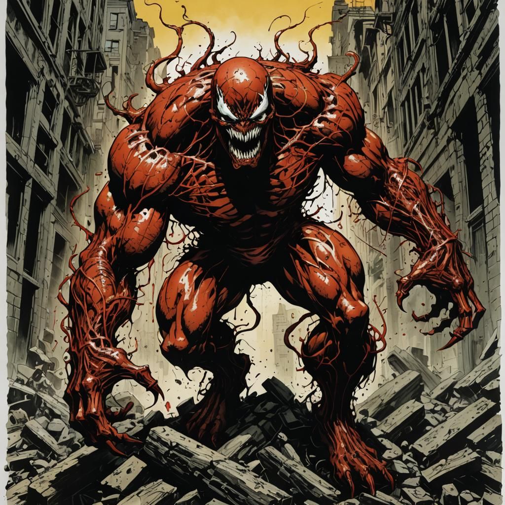 Marvel's Carnage: Ink Drawing in Comic Book Style