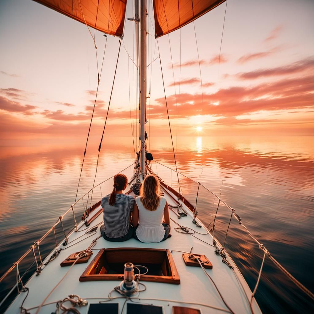 Romantic Sunset Sailboat Ride in Golden Light