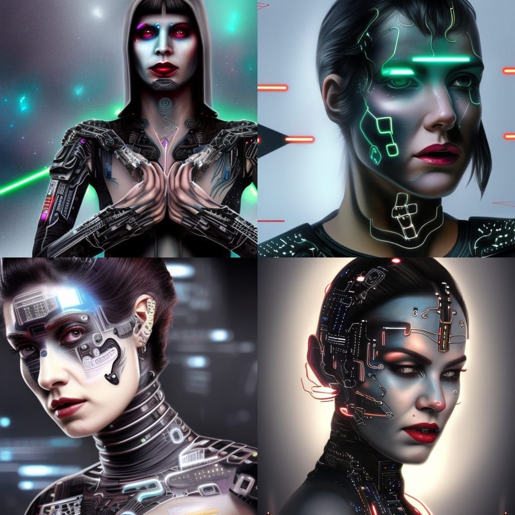 Chiss Woman with Circuitry Tattoos, Digital Art