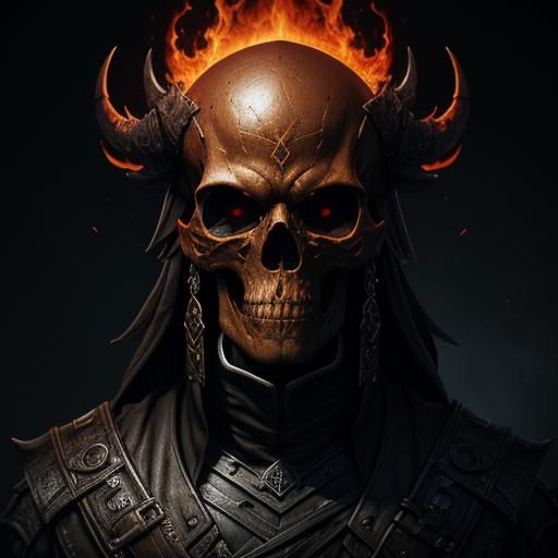 Hyperrealistic Burning Skull Portrait in Detailed Matte Pain...