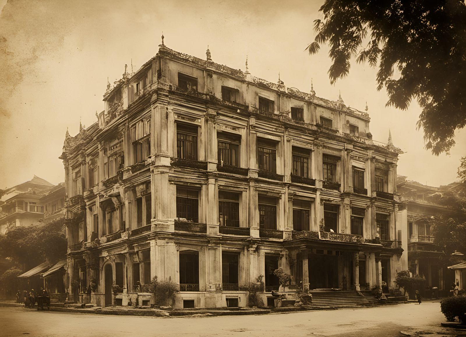 Vintage Postcard of Hanoi's French Indochina Architecture