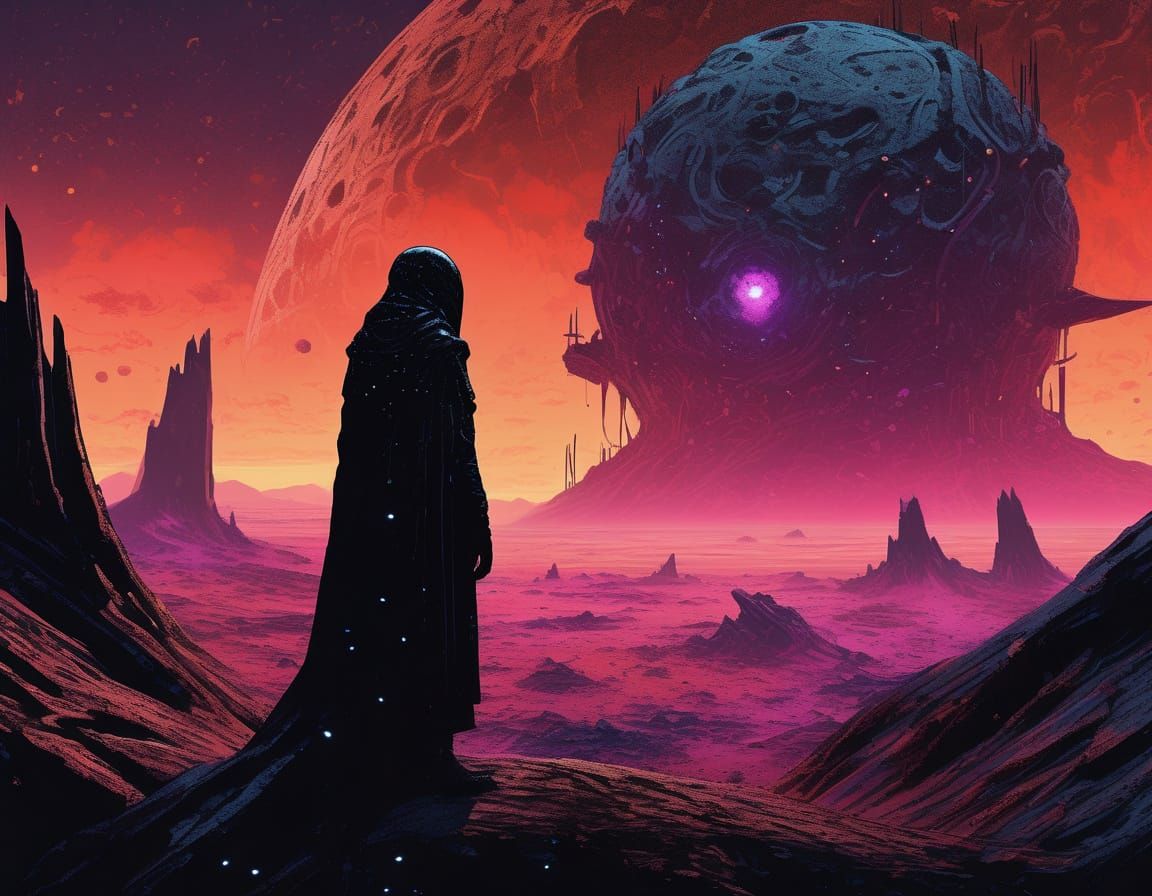 Gelfling Hermit on Alien Planet in Pointillist Style