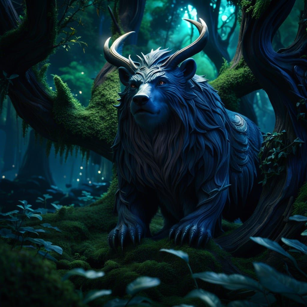 Malfurion Stormrage in bear shapeshift form in Night elf forest